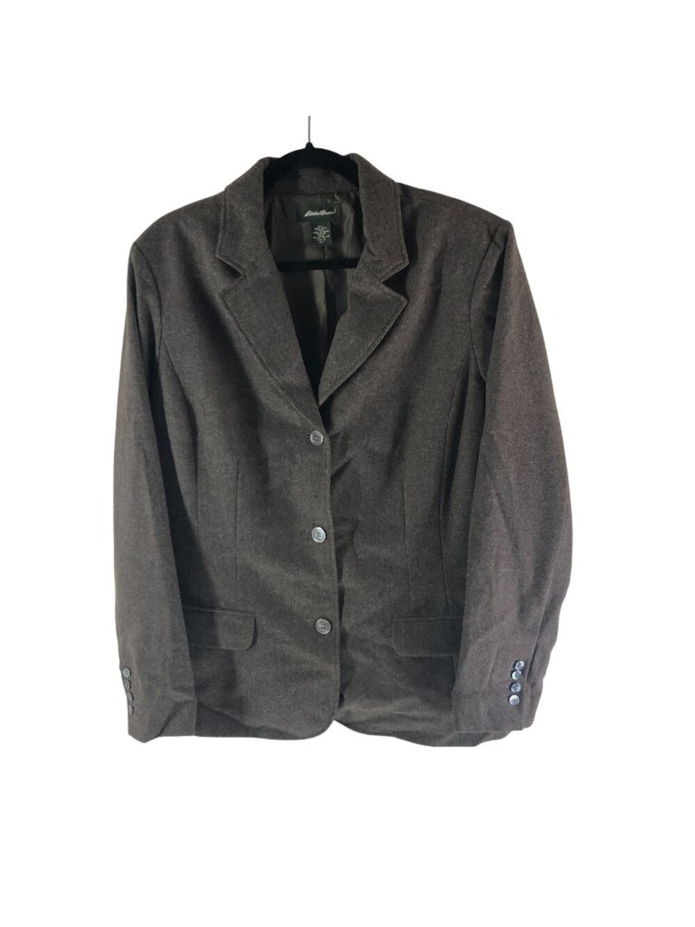 Eddie Bauer Womens Tall XL Wool Blazer Brown Button-Up Jacket Lined 100% Wool
